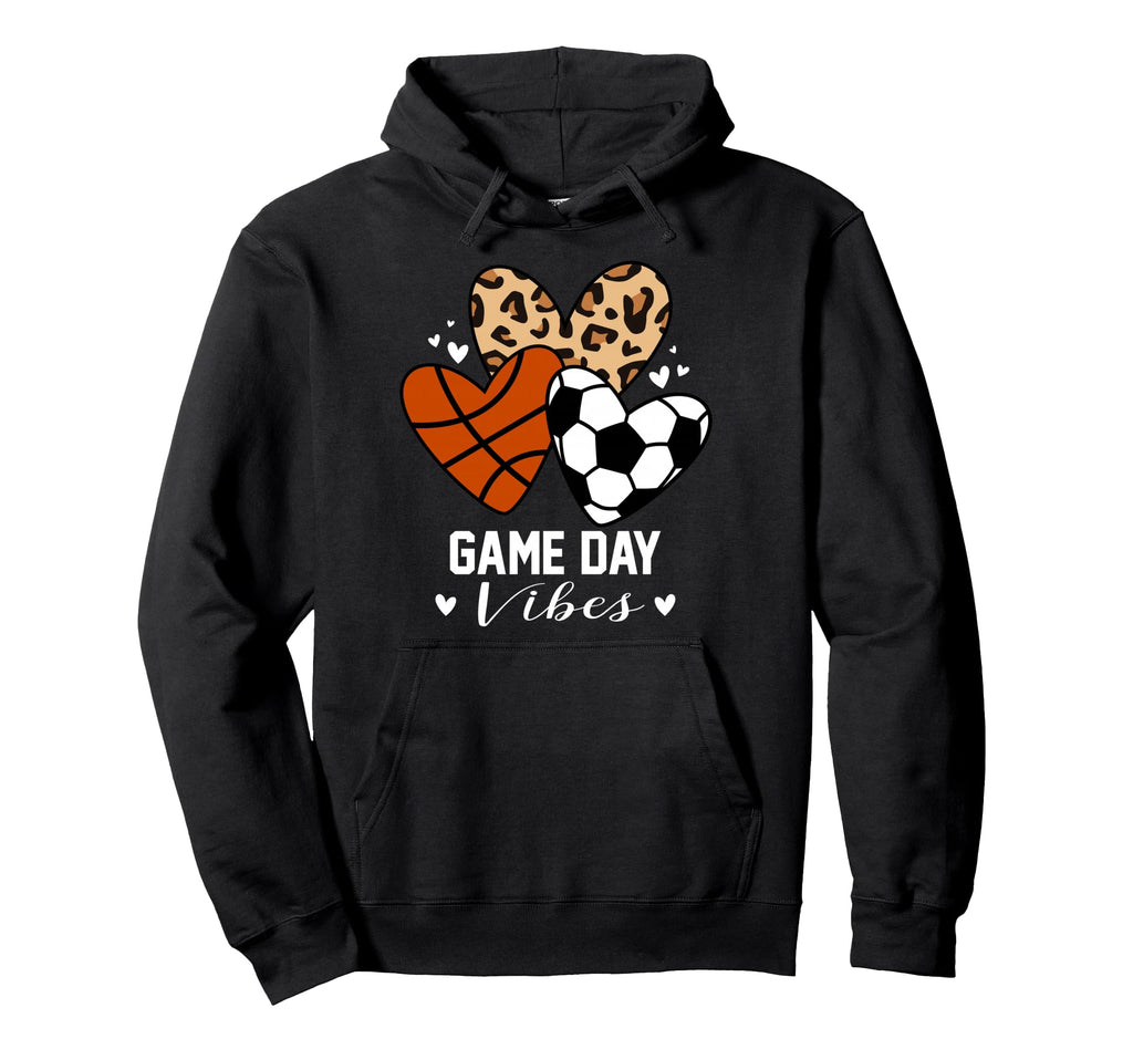 Game Day Vibes Funny Soccer Basketball Hoodie - Trendy Graphic for Adults