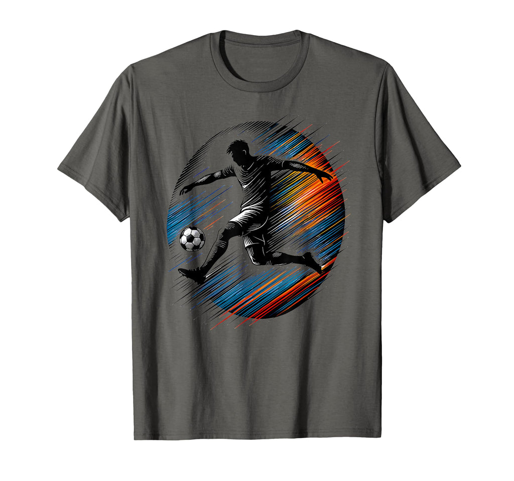 Soccer Player Jump Kick Speed Line Motion T-Shirt - Unique Graphic Unisex
