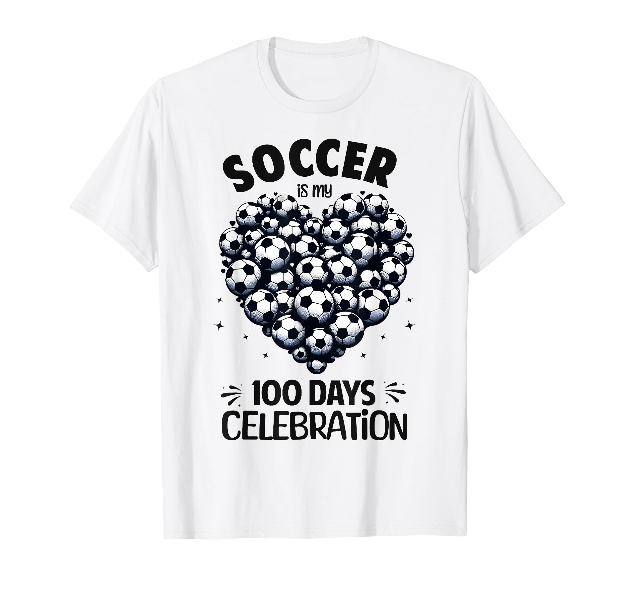 100 Days School Soccer Heart Love 100Th T-Shirt - Trendy Graphic Unisex