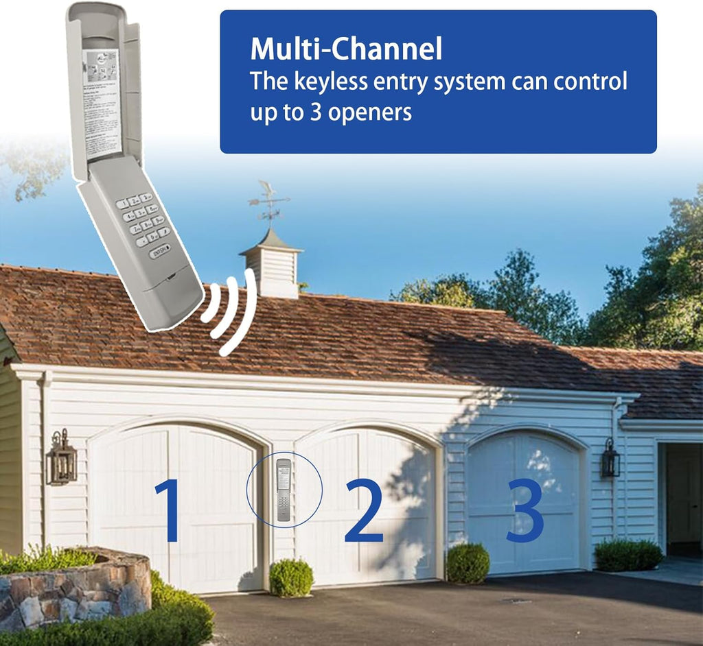 Garage Door Opener Keypad Replacement for Liftmaster Chamberlain Craftsman Garage Door Opener Keypad Wireless Keyless Entry with 315/390 MHZ Learn Button Since 1993