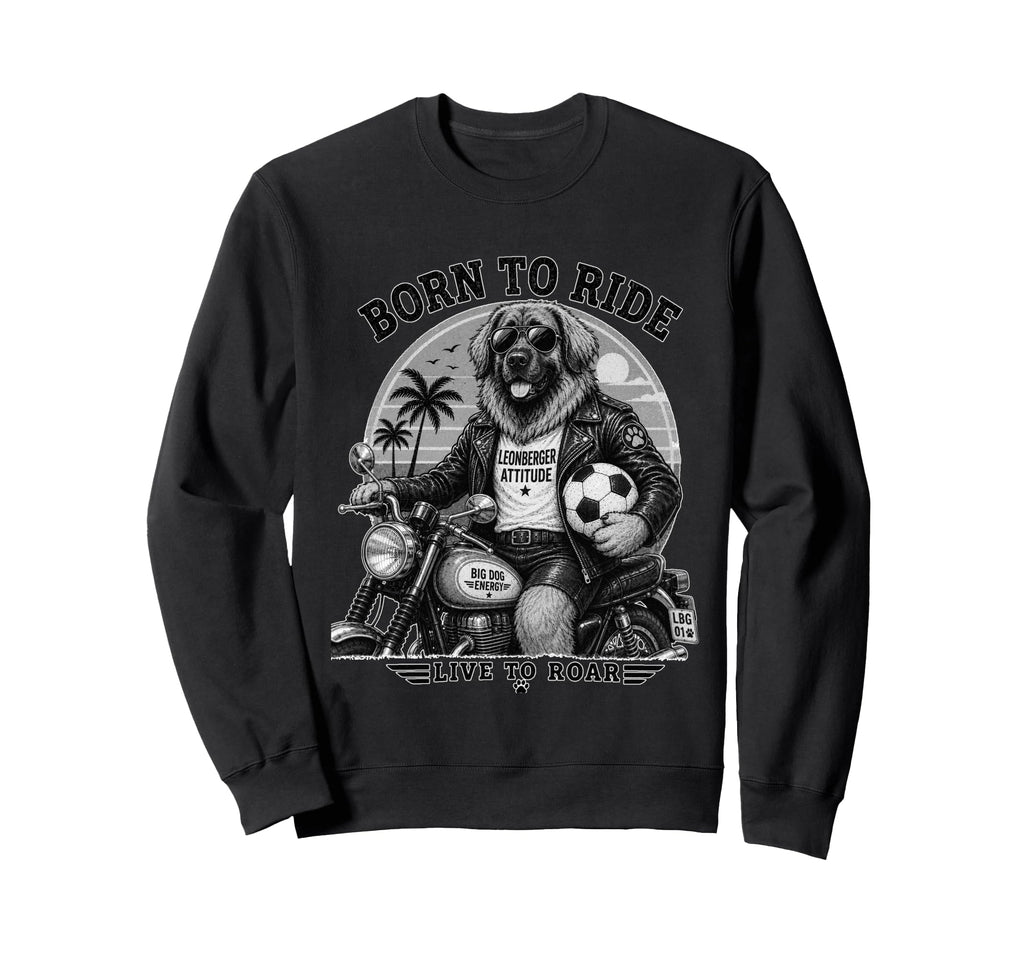 Leonberger Motorbike Love Footbal Sweatshirt - Minimalist Print for Adults