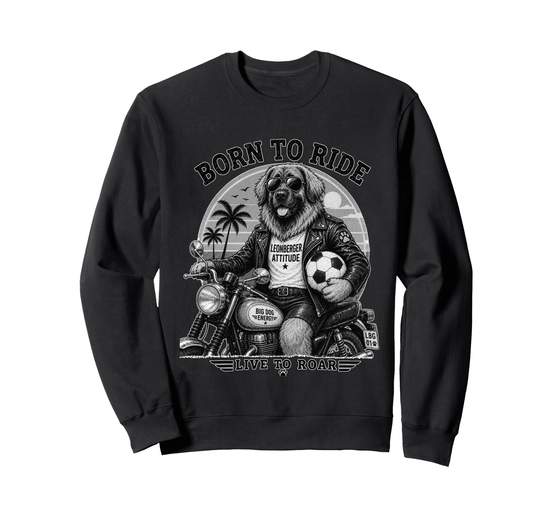 Leonberger Motorbike Love Footbal Sweatshirt - Minimalist Print for Adults