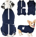 Lukovee Recovery Suit for Dogs, Zipper-On Onesie for Female Male Dog, Abdominal Wounds Cone E-Collar Alternative, Prevent Licking Spay (XL, Dark Blue)
