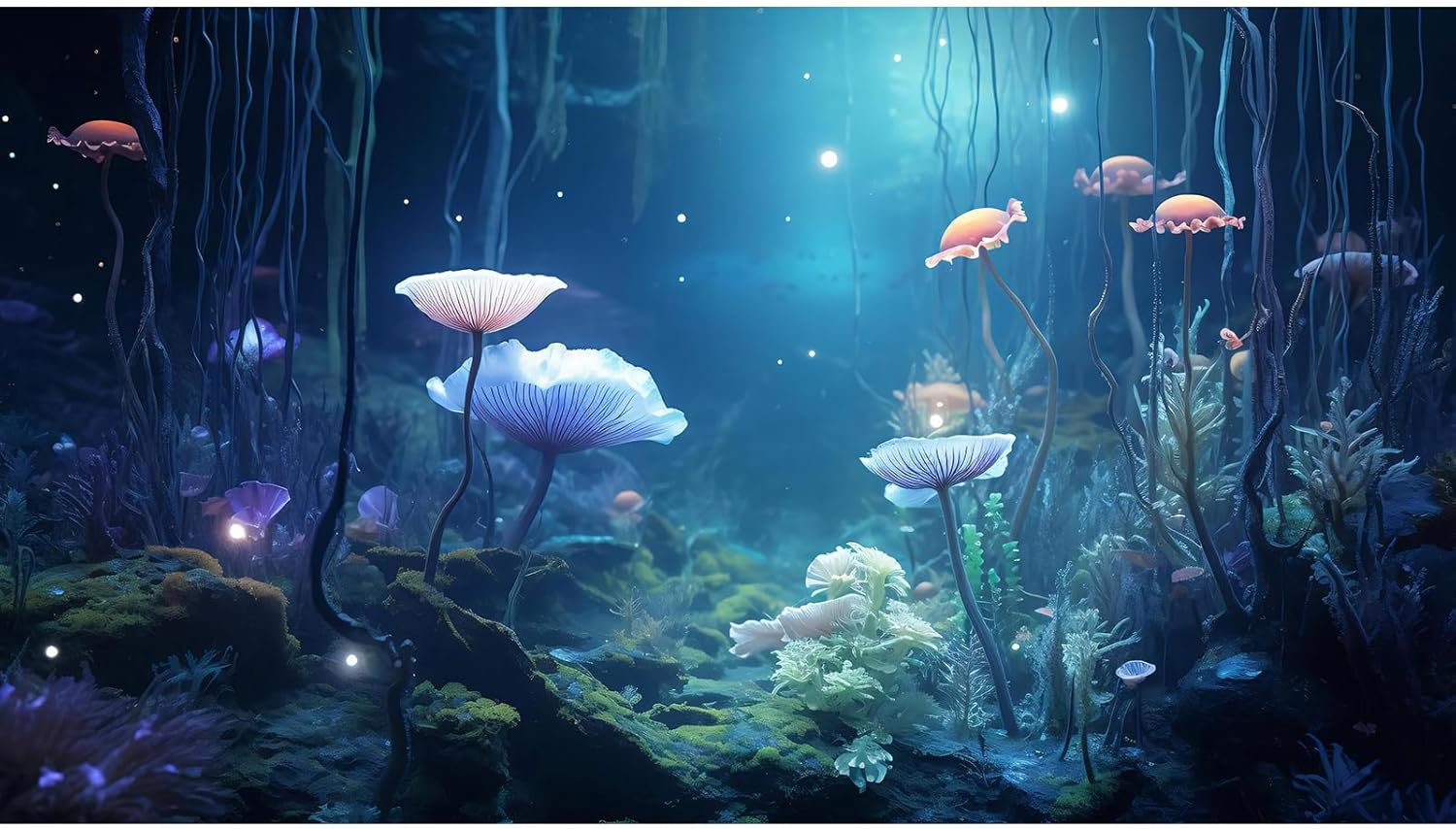 Aquarium Background Surreal Underwater Garden Fish Tank Background Lush Moss Aquatic Plants Tropical Style Landscape Terrarium Tank Backgrounds Under Sea World Aquarium Tank Wallpaper Poster 72x18in