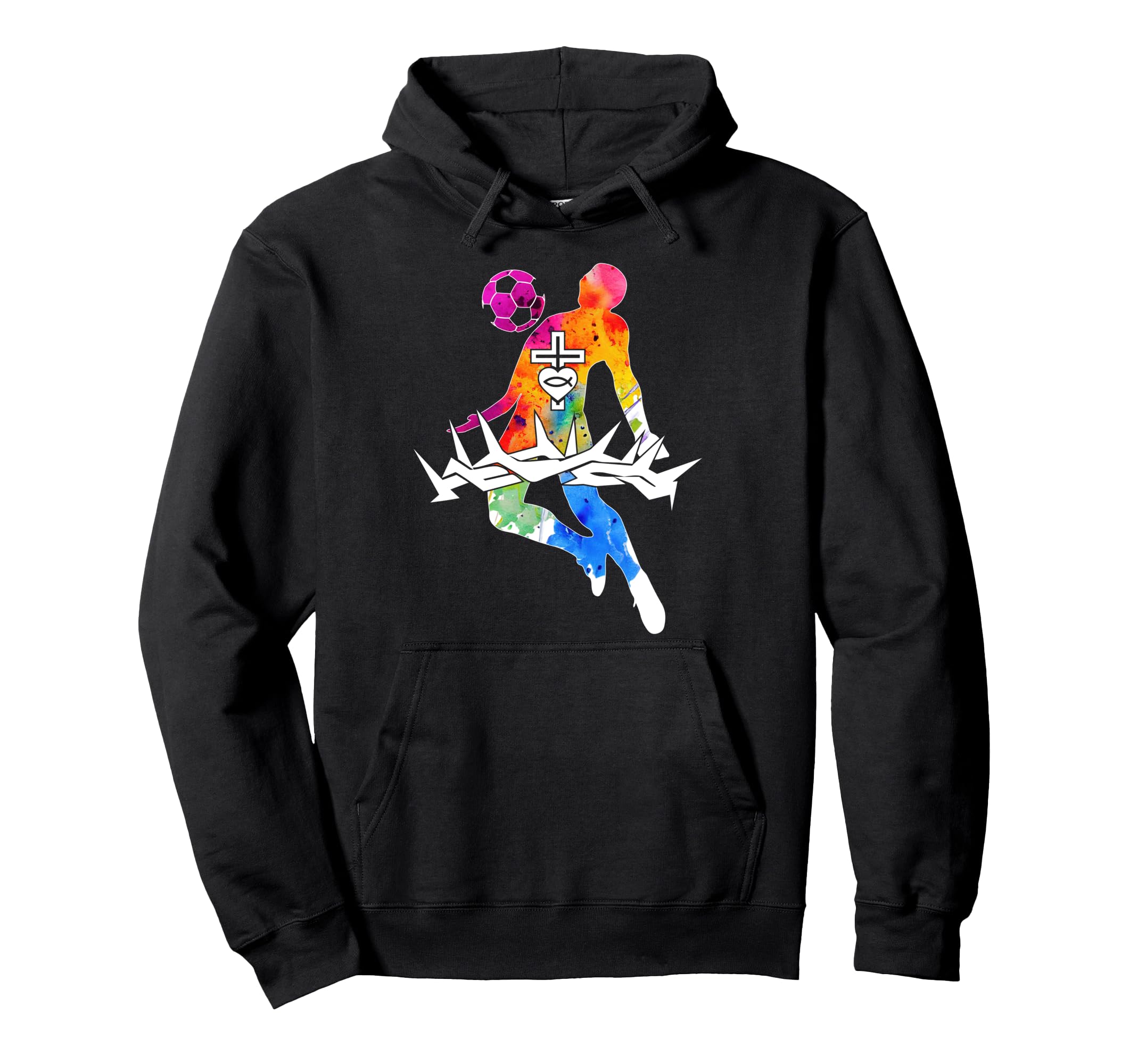 Religious Jesus Soccer Christian God Hoodie - Fun Novelty Design Unisex
