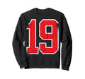 Red Sport Team Athletic Number 19 Sweatshirt - Minimalist Print Men Women
