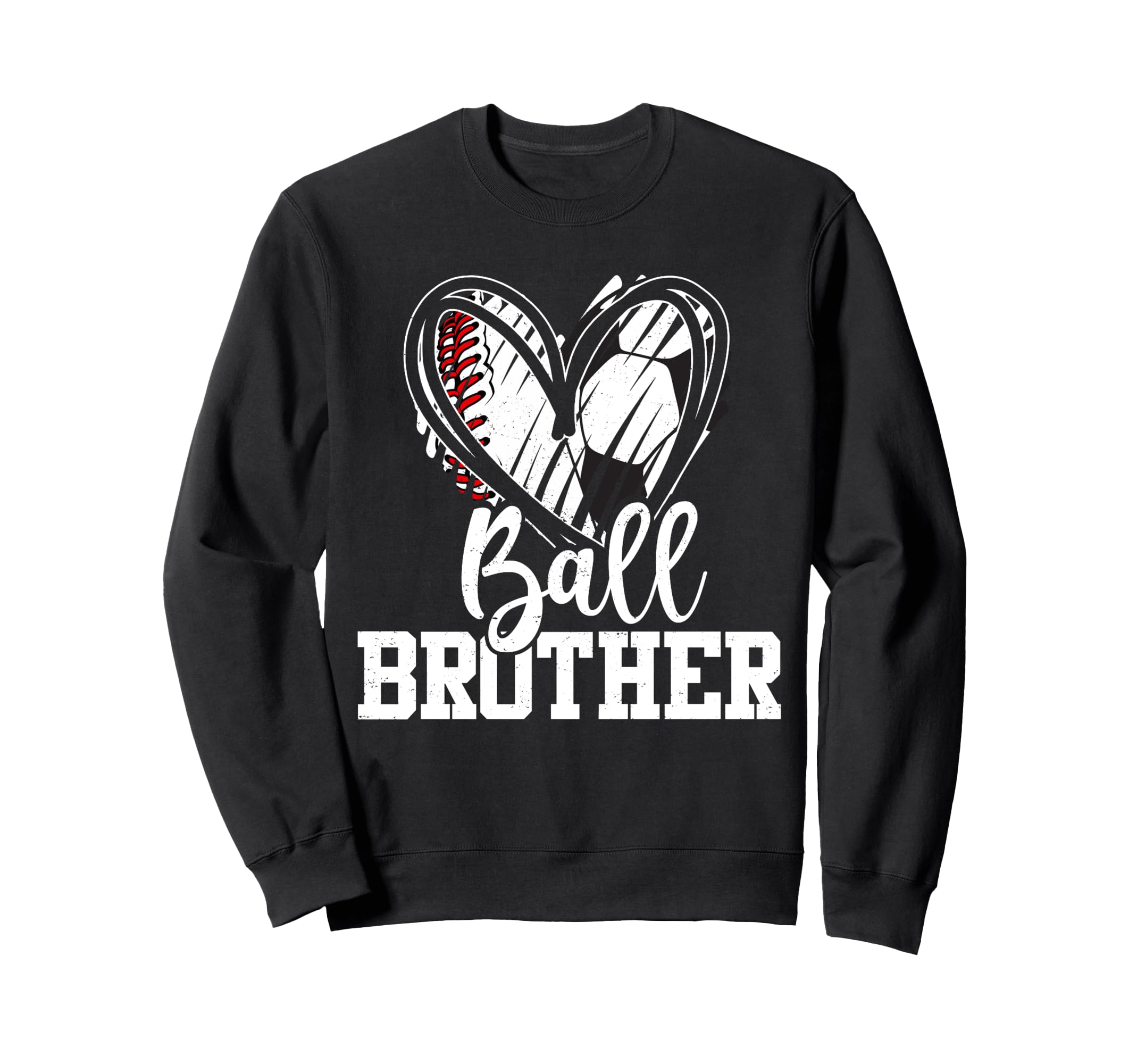 Ball Brother Heart Baseball Soccer Ball T-Shirt - Graphic Print for Adults
