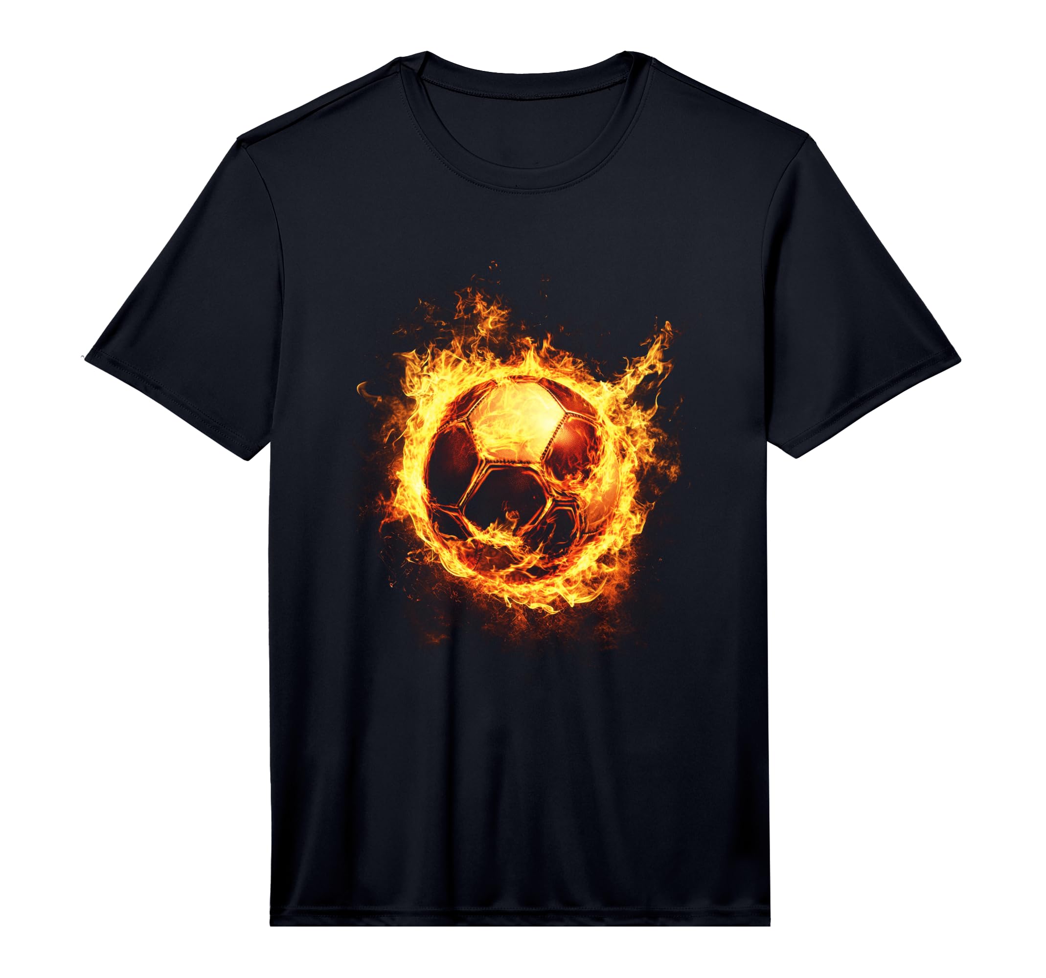 Mens Football Fire Burning Fierce T-Shirt - Streetwear Style for Adults