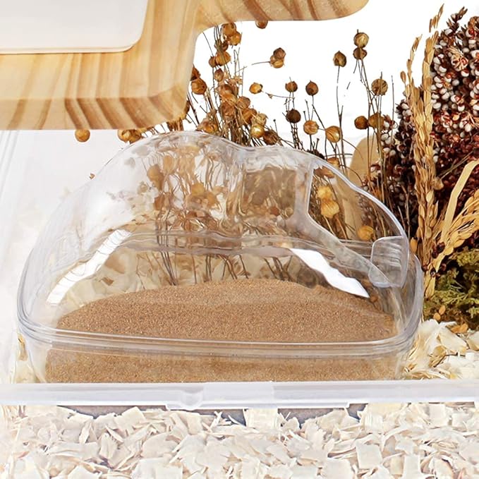 BUCATSTATE Hamster Sand Bath Container Large Hamster Toilet with Scoop Set Dust Bust Accessories for Small Animals (Transparent, Medium)