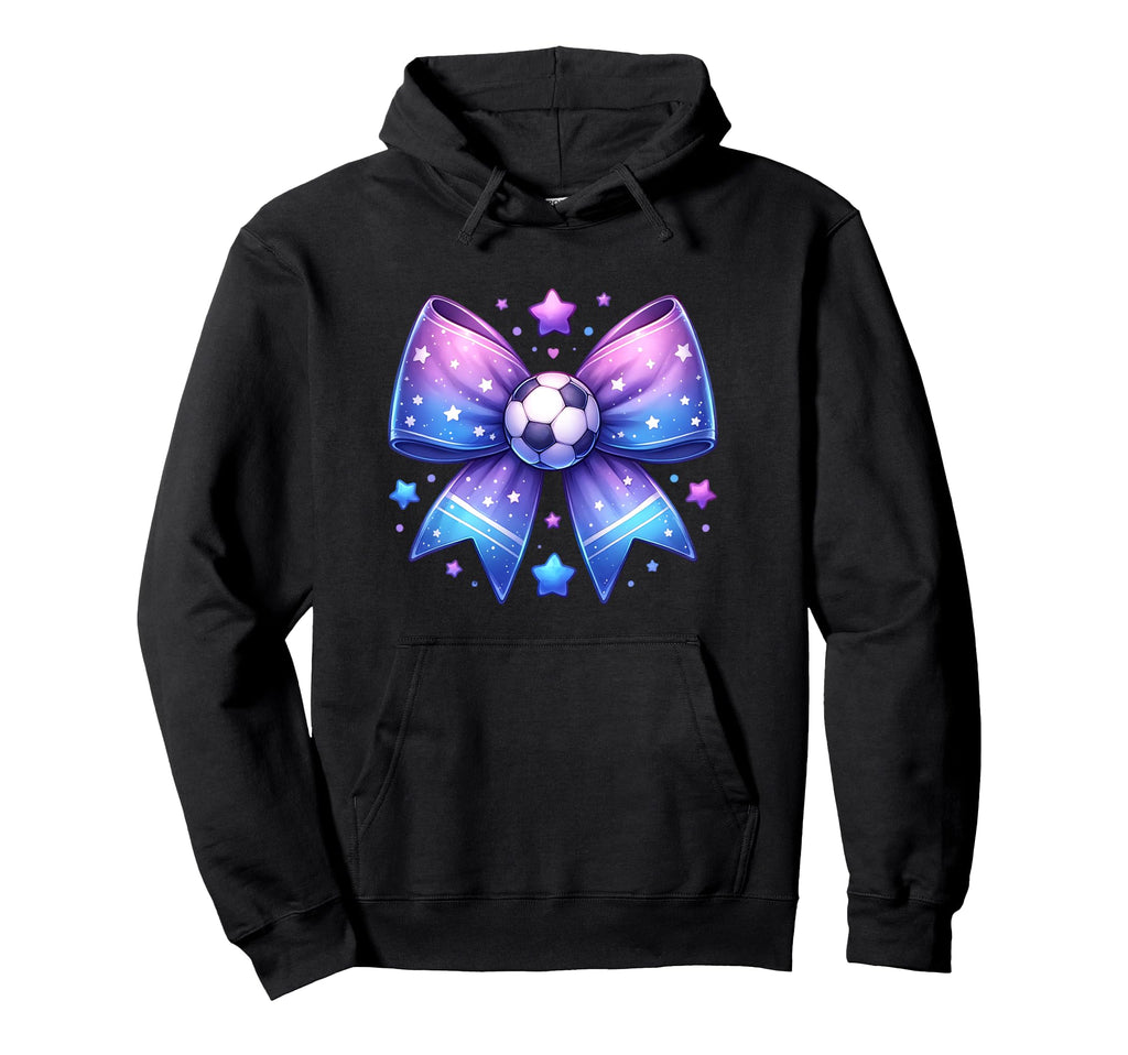 Soccer Coquette Bow Sports Blue And Purple Hoodie - Graphic Print Unisex