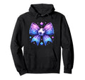 Soccer Coquette Bow Sports Blue And Purple Hoodie - Graphic Print Unisex