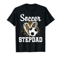 Soccer Stepdad Leopard Heart T-Shirt - Aesthetic Graphic for Adults