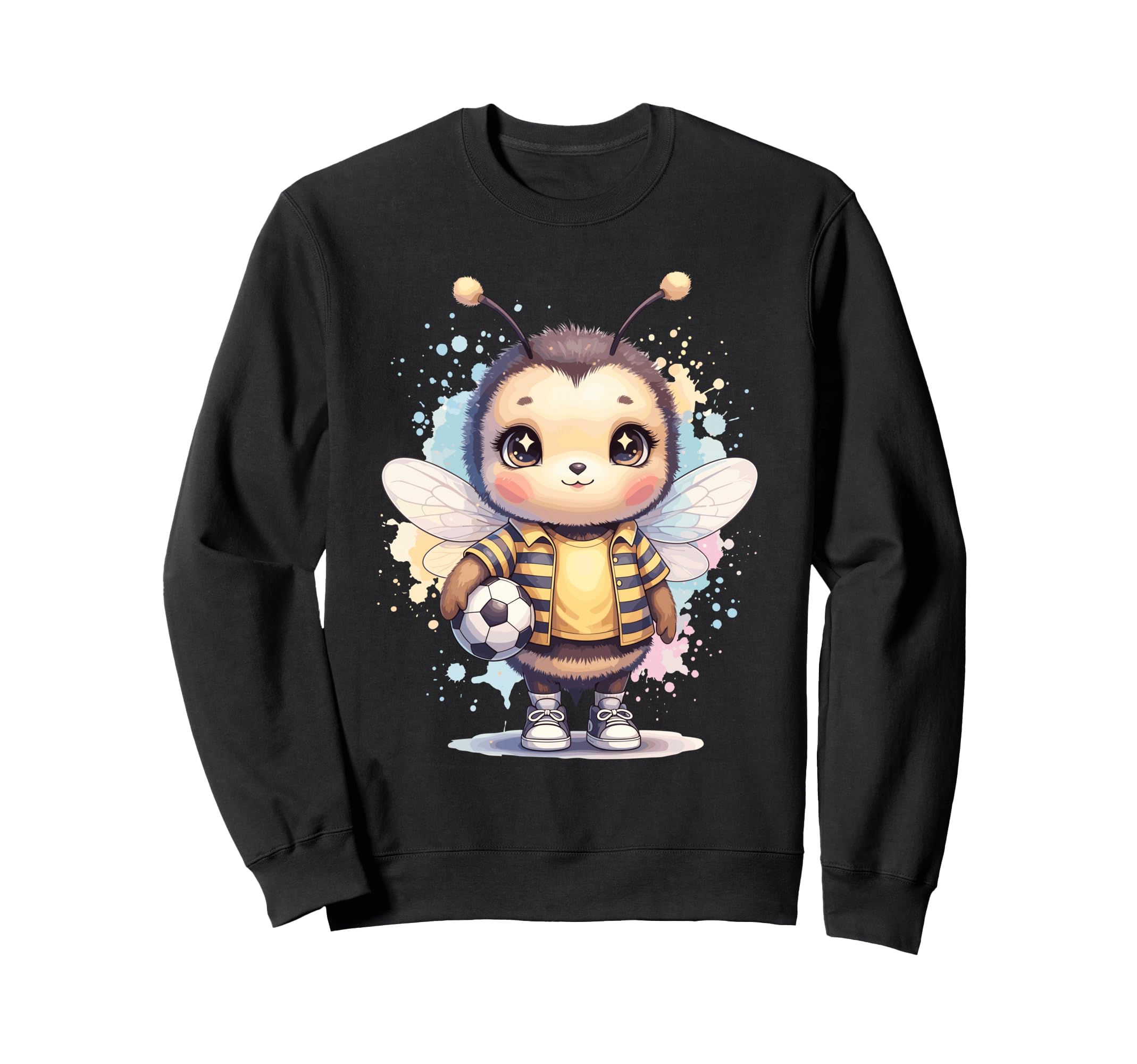 Bee Soccer Player Kawaii Animal Sweatshirt - Fun Novelty Design for Adults