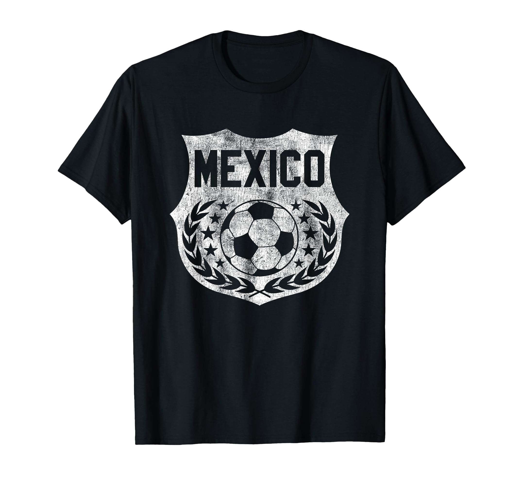 Mexico Soccer Distressed Shield Badge T-Shirt - Graphic Print Men Women