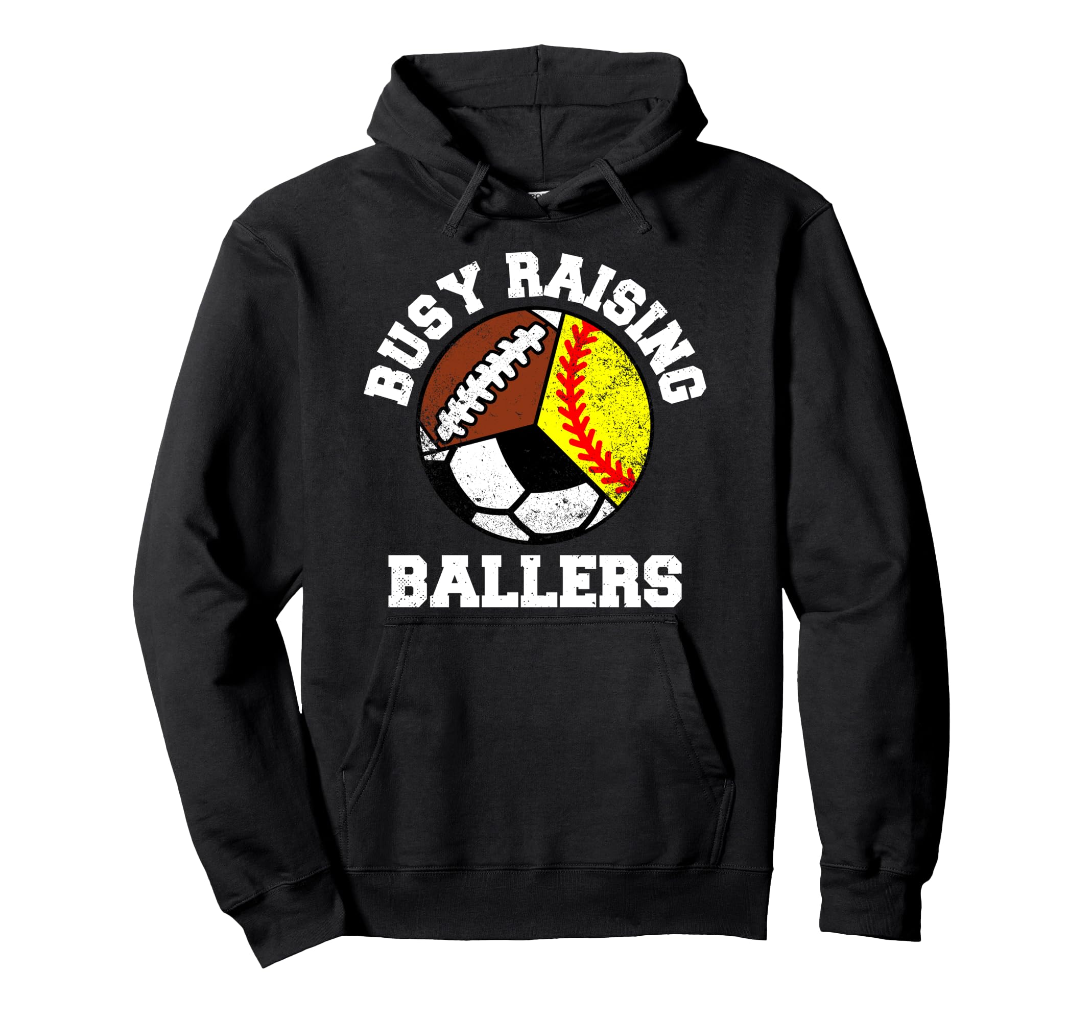 Busy Raising Ballers Funny Softball Hoodie - Fun Novelty Design for Adults
