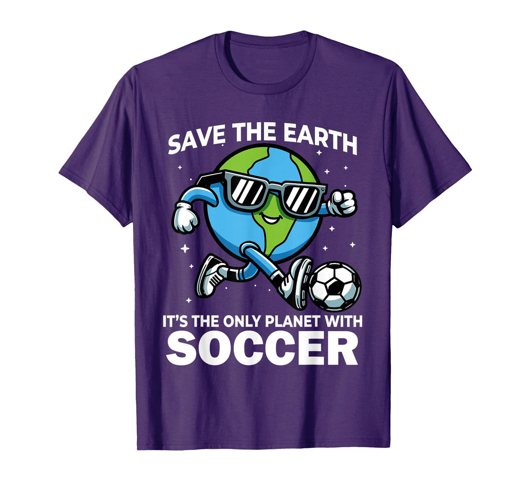 Save Earth Soccer Funny Earth Day T-Shirt - Graphic Print for Adults
