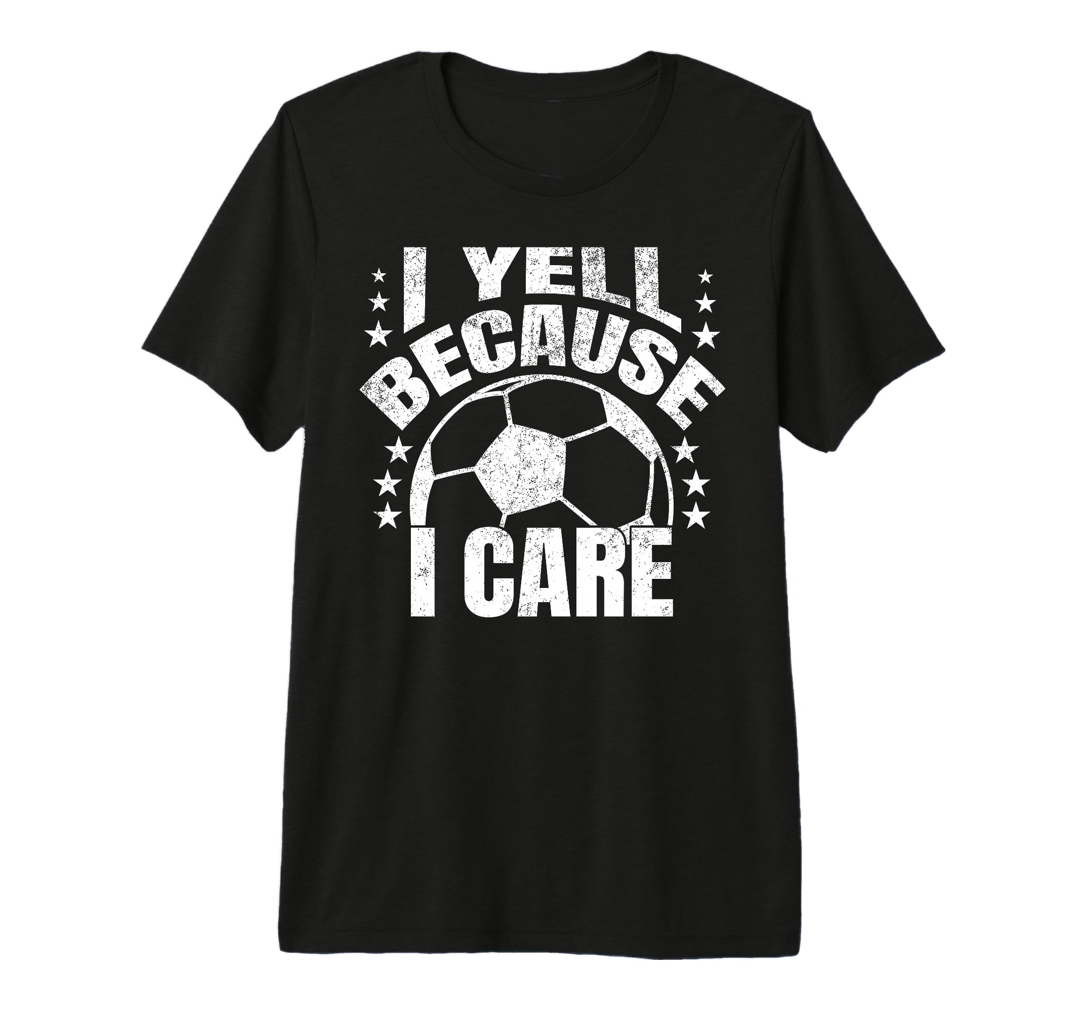 Funny Soccer I Yell Because I Care T-Shirt - Minimalist Print for Adults