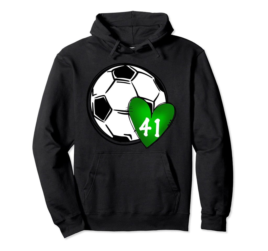 Womens Custom Soccer Mom Number 41 Heart Hoodie - Novelty Apparel Unisex