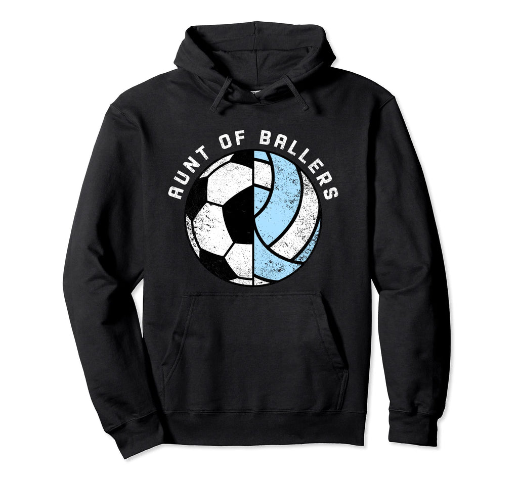 Aunt Ballers Funny Soccer Volleyball Aunt Hoodie - Unique Graphic Men Women