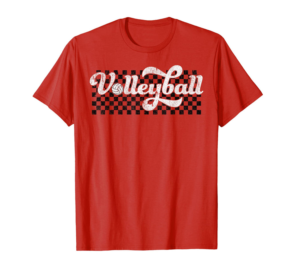 Volleyball Mom Dad Mama Family Checkered T-Shirt - Graphic Print for Adults