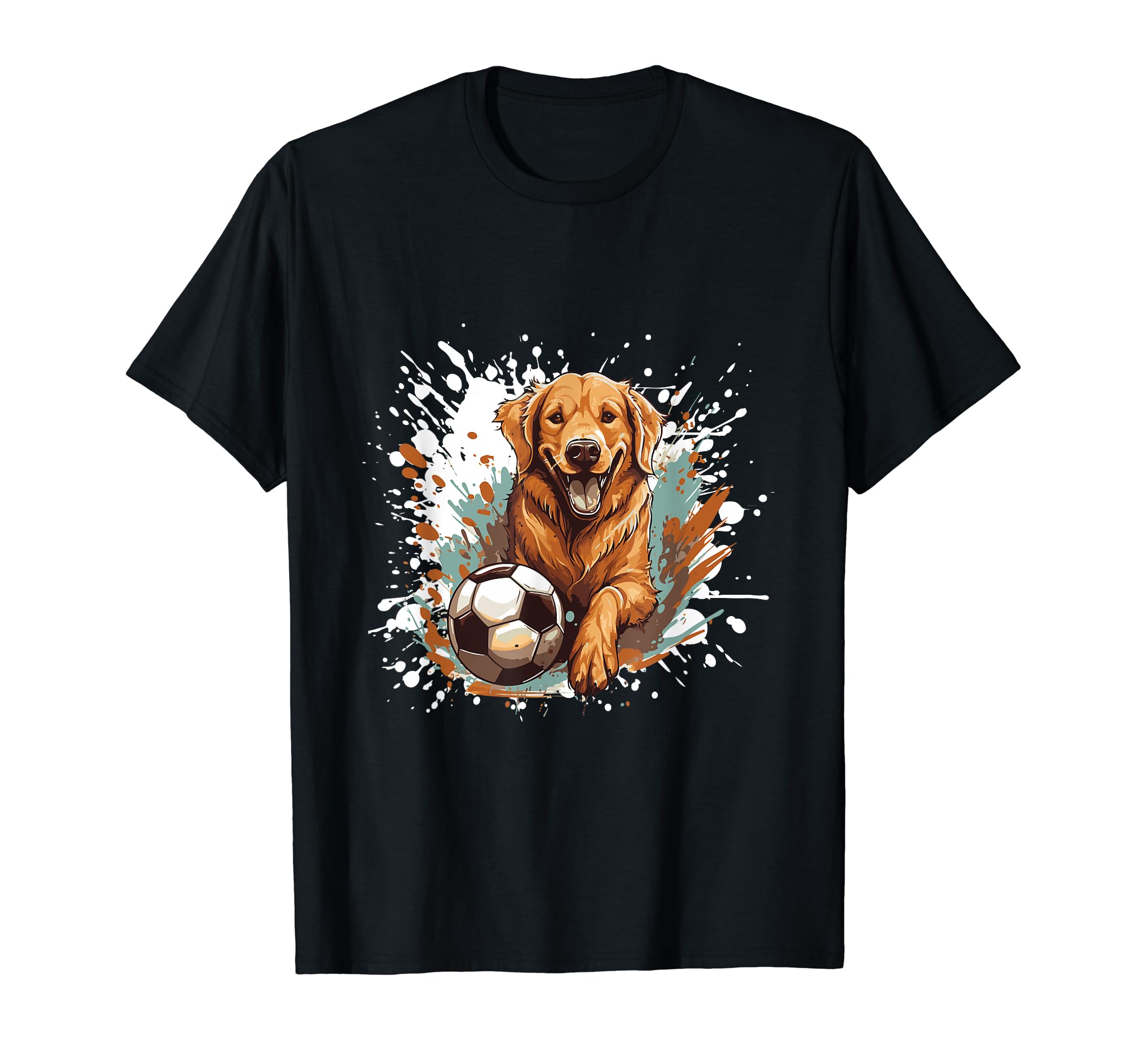 Golden Retriever Dog Playing Soccer T-Shirt - Streetwear Style Unisex