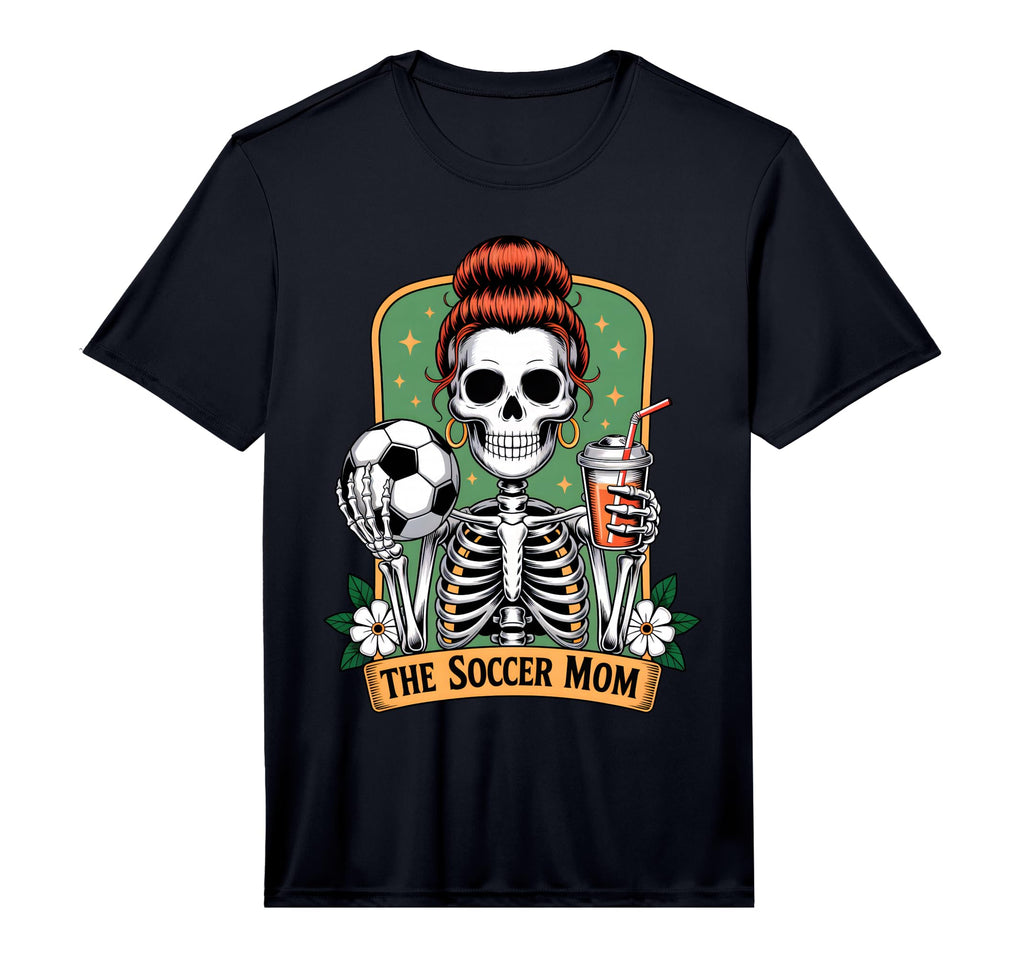 Mens Soccer Mom Tarot Card Skeleton T-Shirt - Graphic Print for Adults