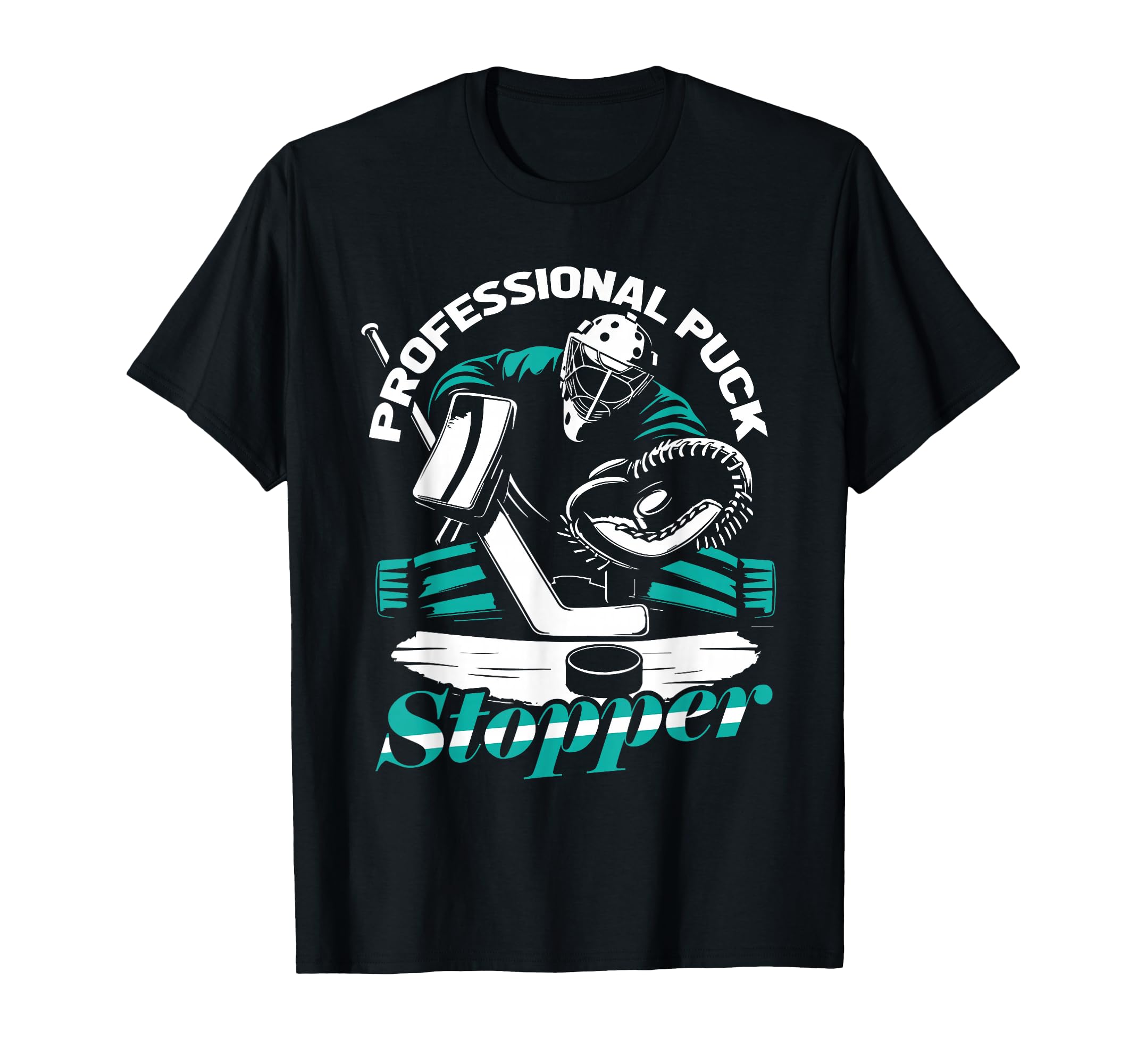 Goalie Puck Goalkeeper Ice Hockey T-Shirt - Casual Everyday Wear Unisex