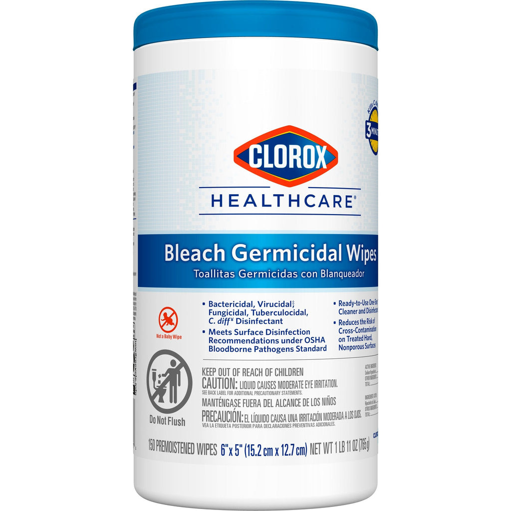 Clorox Healthcare® Bleach Germicidal Wipes, Canister, 150 ct. 30577