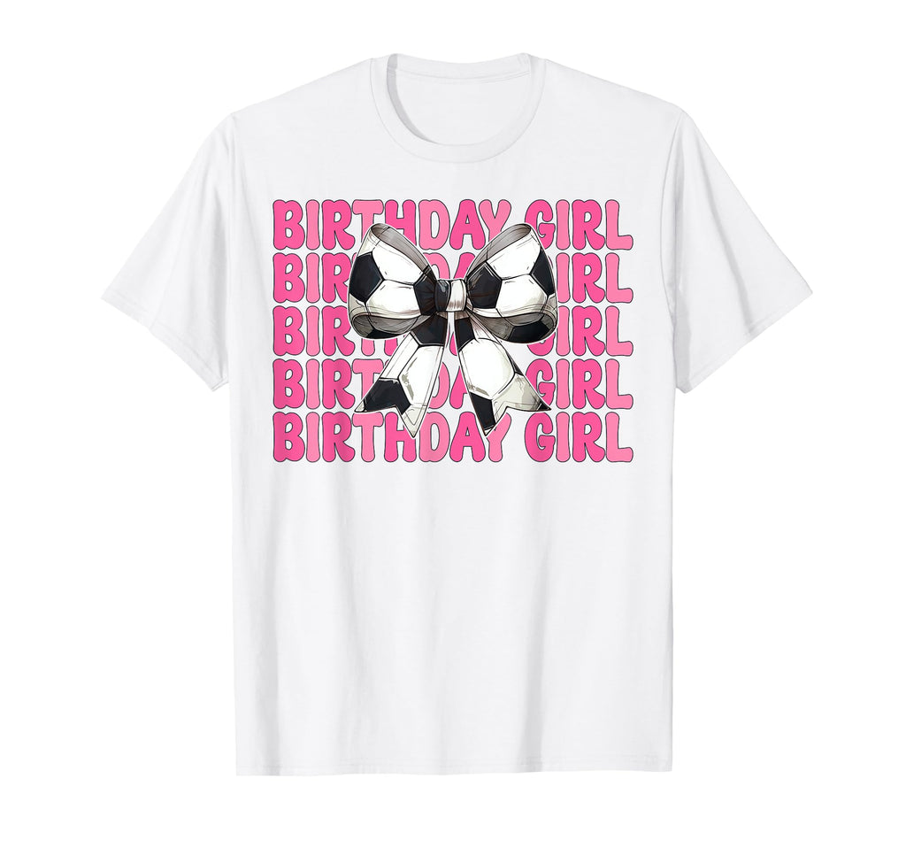 Birthday Soccer Coquette Bow T-Shirt - Aesthetic Graphic Unisex