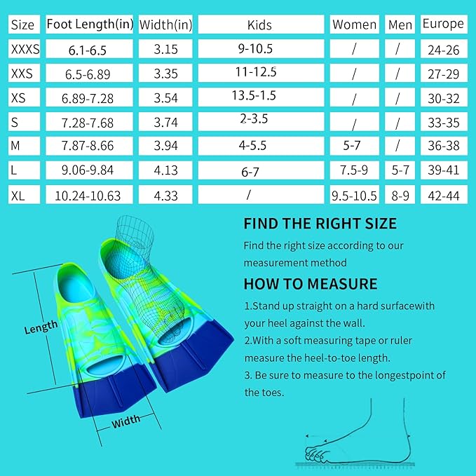 Kids Swim Fins,Short Comfortable Flippers for Lap Swimming and Training for Child,Girls,Boys,Beginners