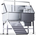 Professional 46" Dog Washing Station, Stainless Steel Dog Bathing Station, Height Adjustable Dog Wash Station, Storage Drawer, Upgrade Parts, Home, Commercial (Left Ramp)
