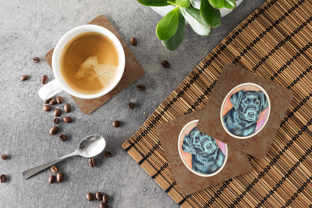 Black Labrador Foam Coasters Set of 4 Cup Coasters for Indoor Outdoor, Tabletop Protection, Anti Slip, Mouse pad Material
