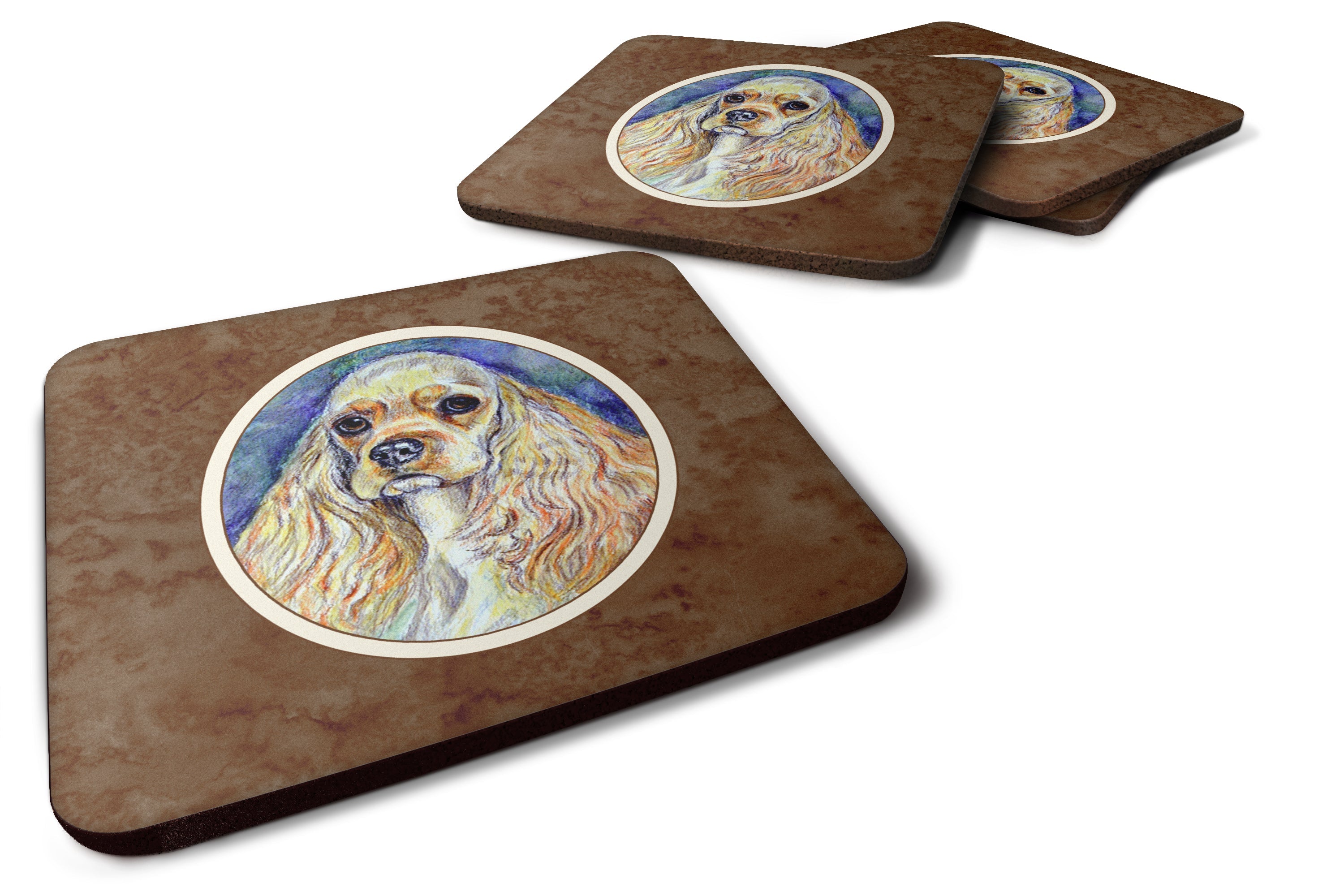 Buff Cocker Spaniel Foam Coasters Set of 4 Cup Coasters for Indoor Outdoor, Tabletop Protection, Anti Slip, Mouse pad Material