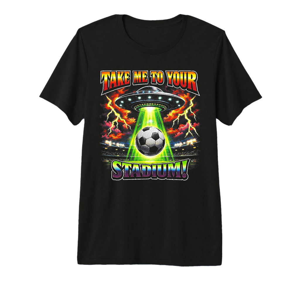90S Soccer Alien Ufo Funny Soccer Tri T-Shirt - Graphic Print for Adults