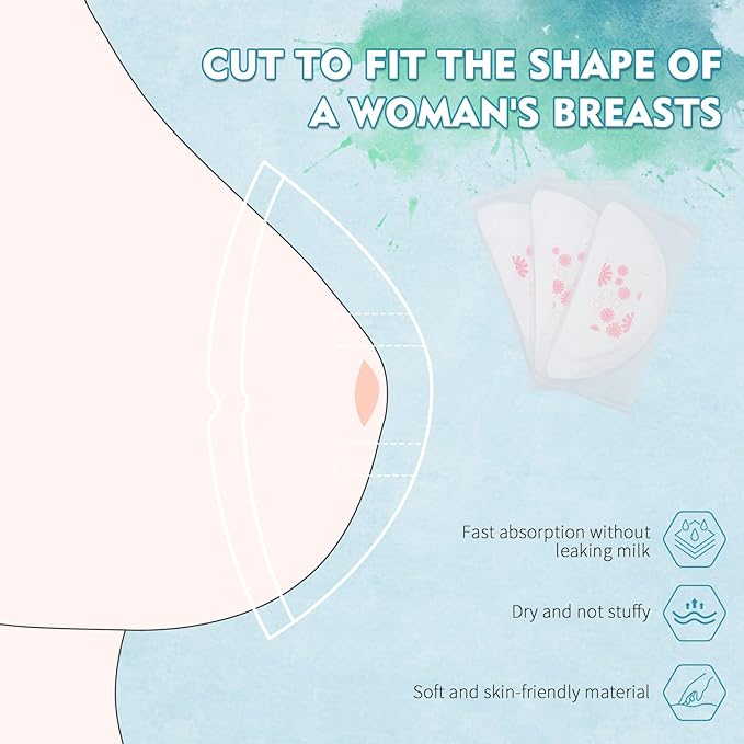 Disposable Nursing Pads, Ultra-Thin Breastfeeding Pads, Nipple Pads for Breastfeeding, Fit Fast Suction, Nursing Essentials (Round-100)