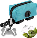 Dog Waste Bag Dispenser Pet Poop Bags Holder for Doggie Waste Bags Dispensers Soft Fabric Zipper Small Doggy Puppy Pouch for Leash Accessory Attachment with Carrier,Green