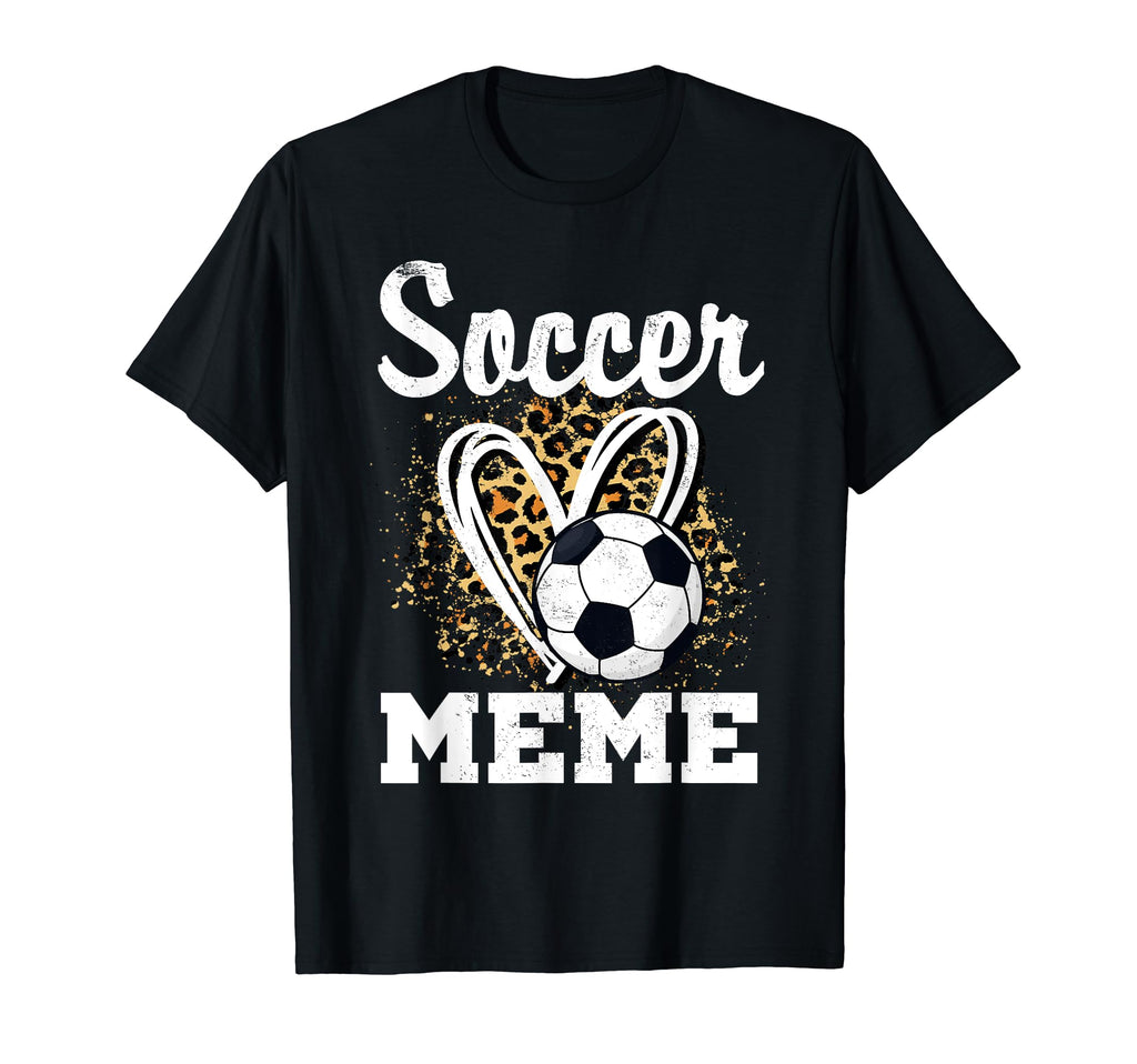 Soccer Meme Leopard Heart T-Shirt - Casual Everyday Wear Men Women