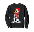 Funny Snowman Santa Hat Soccer Sweatshirt - Graphic Print Men Women