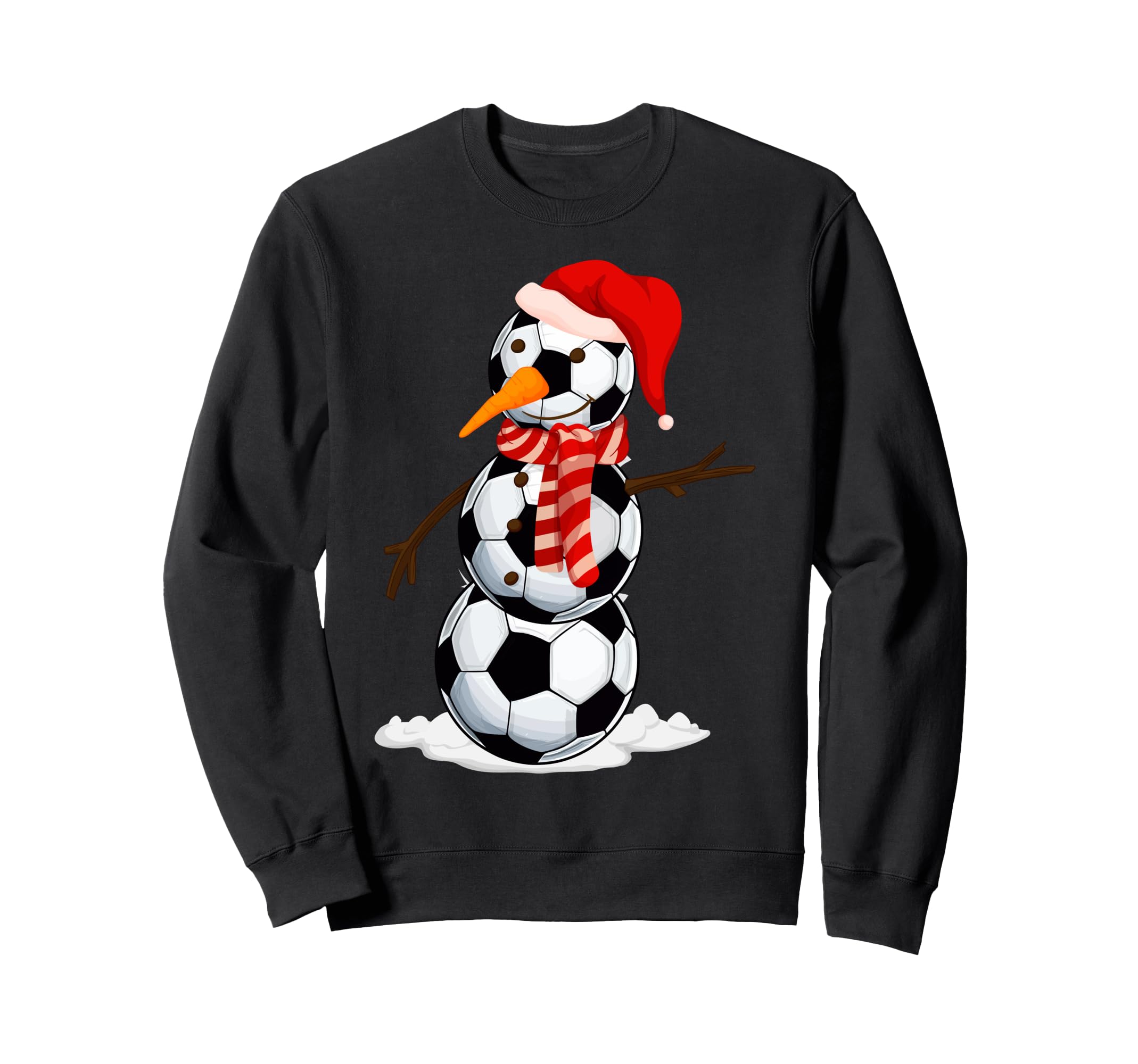 Funny Snowman Santa Hat Soccer Sweatshirt - Graphic Print Men Women