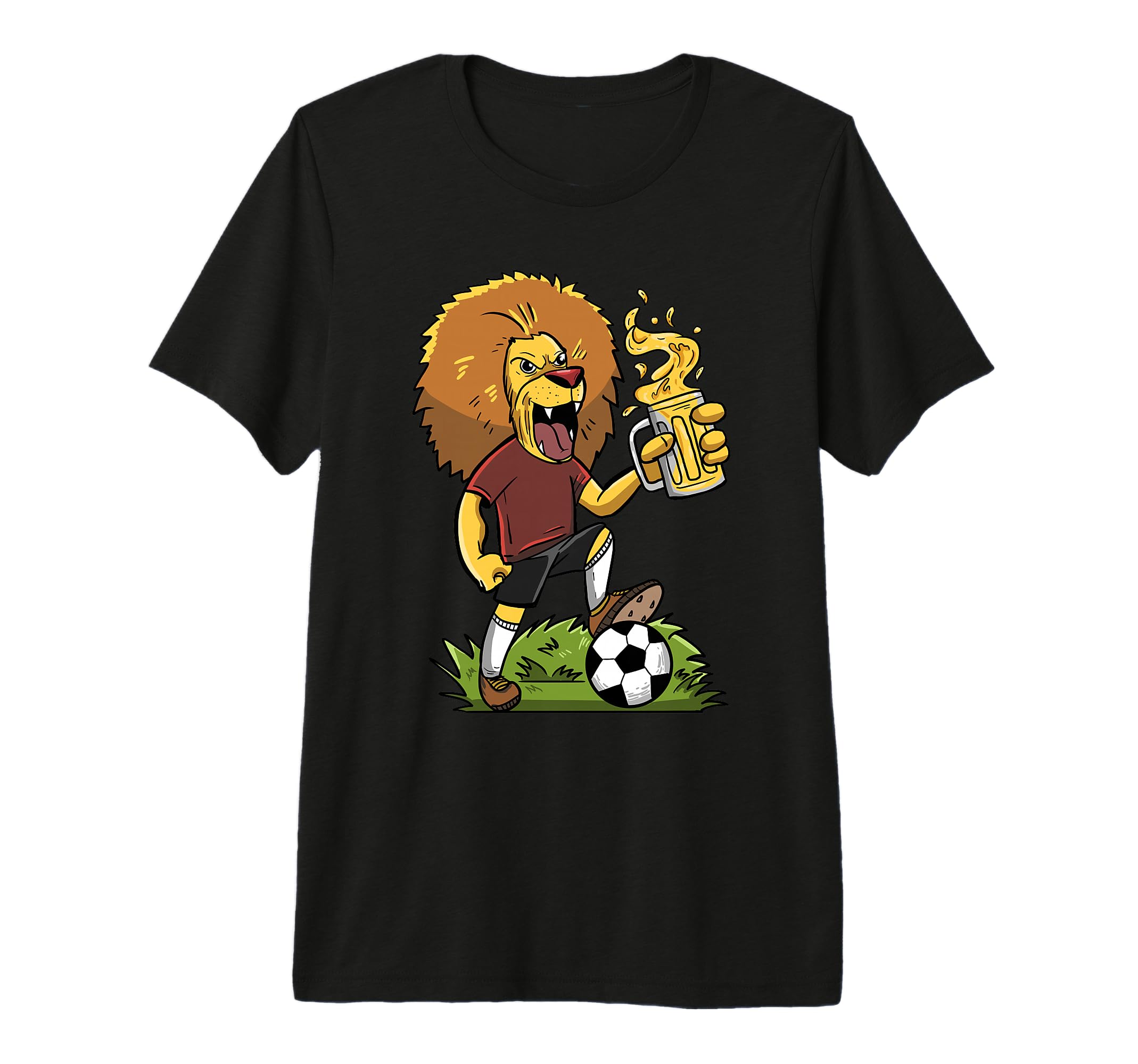 Lion Beer Soccer Funny King Jungle T-Shirt - Minimalist Print Unisex