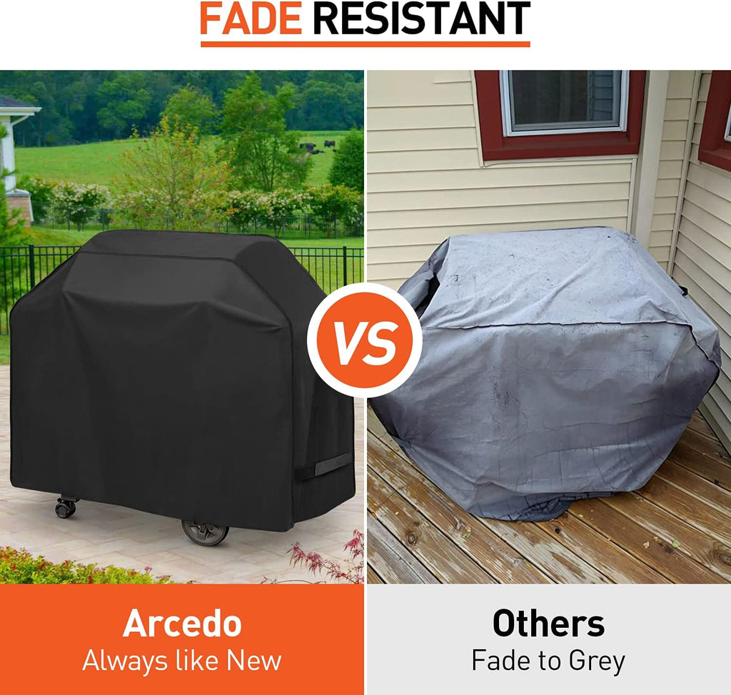 60 Inch Heavy Duty Waterproof BBQ Cover, Fade Resistant Gas Grill Cover, Durable Outdoor Barbecue Protector Compatible for Weber, Char Broil, Nexgrill, Napoleon and More Grills