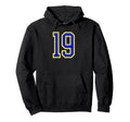 Blue Yellow Sport Team Number 19 Hoodie - Casual Everyday Wear for Adults