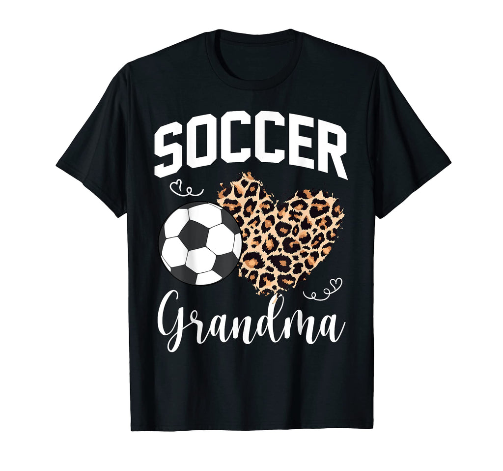 Soccer Grandma Heart Leopard Mom T-Shirt - Casual Everyday Wear Men Women