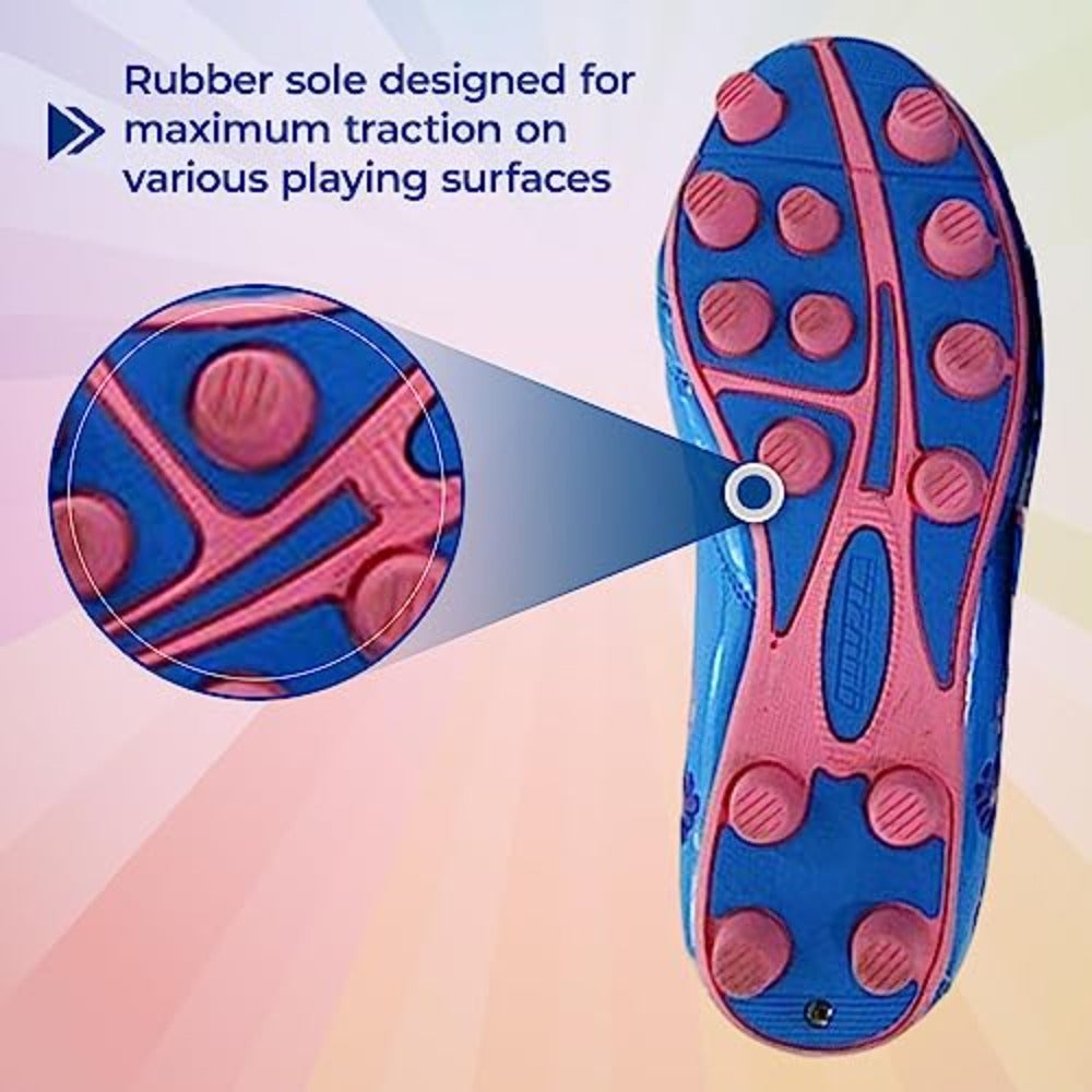 Kids Blossom Firm Ground Soccer Cleats – Blue/Pink