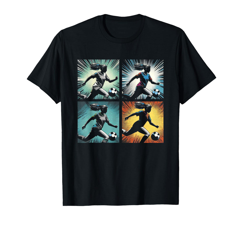 Soccer Pop Art Female Soccer Player T-Shirt - Custom Art Print Men Women