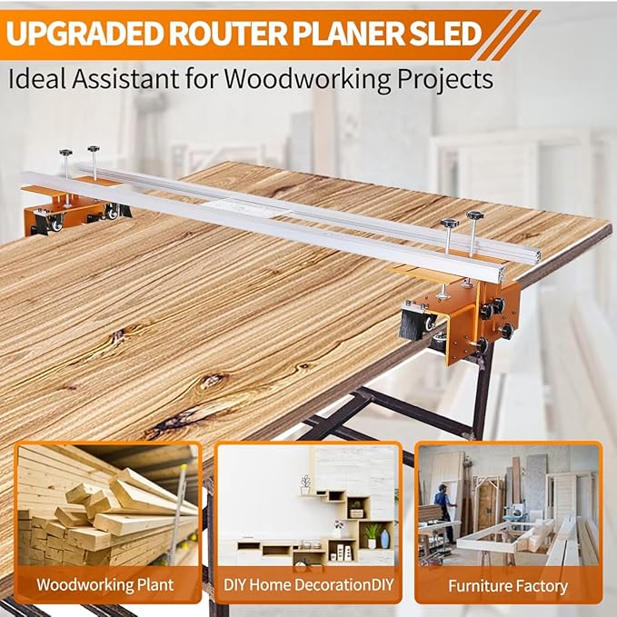 Router Sled, Slab Flattening Jig, 58 inches Router Sled for Flattening Slabs,Adjustable Trimming Planing Machine for Woodworking