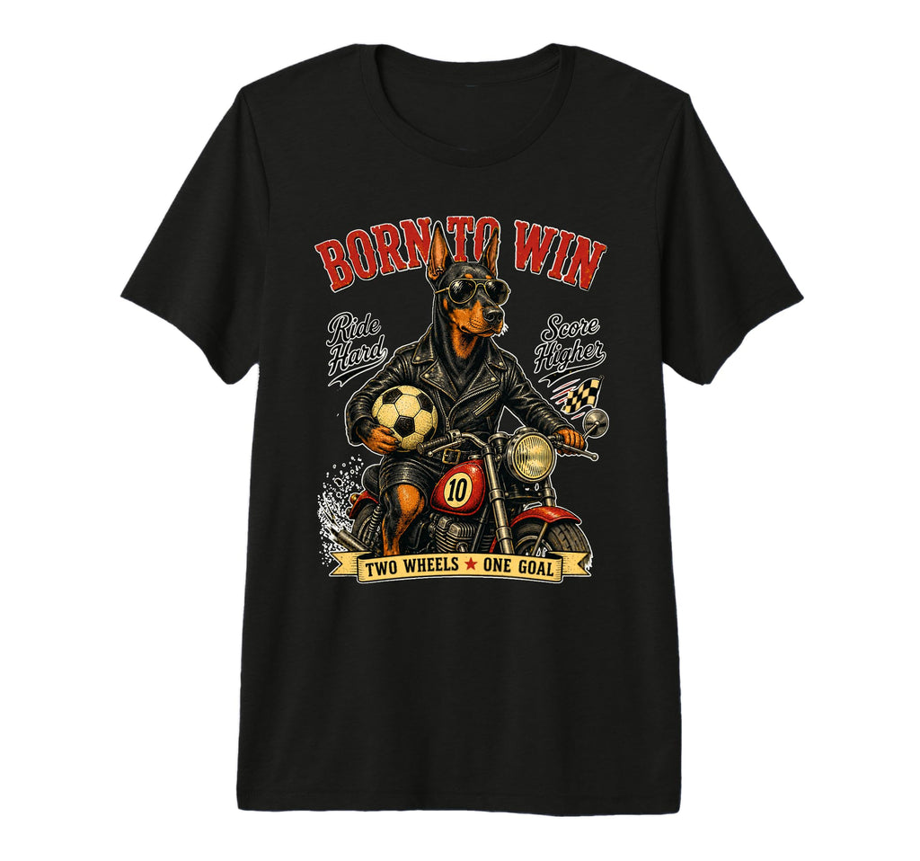 Doberman Pinscher Motorbike Love T-Shirt - Custom Art Print Men Women
