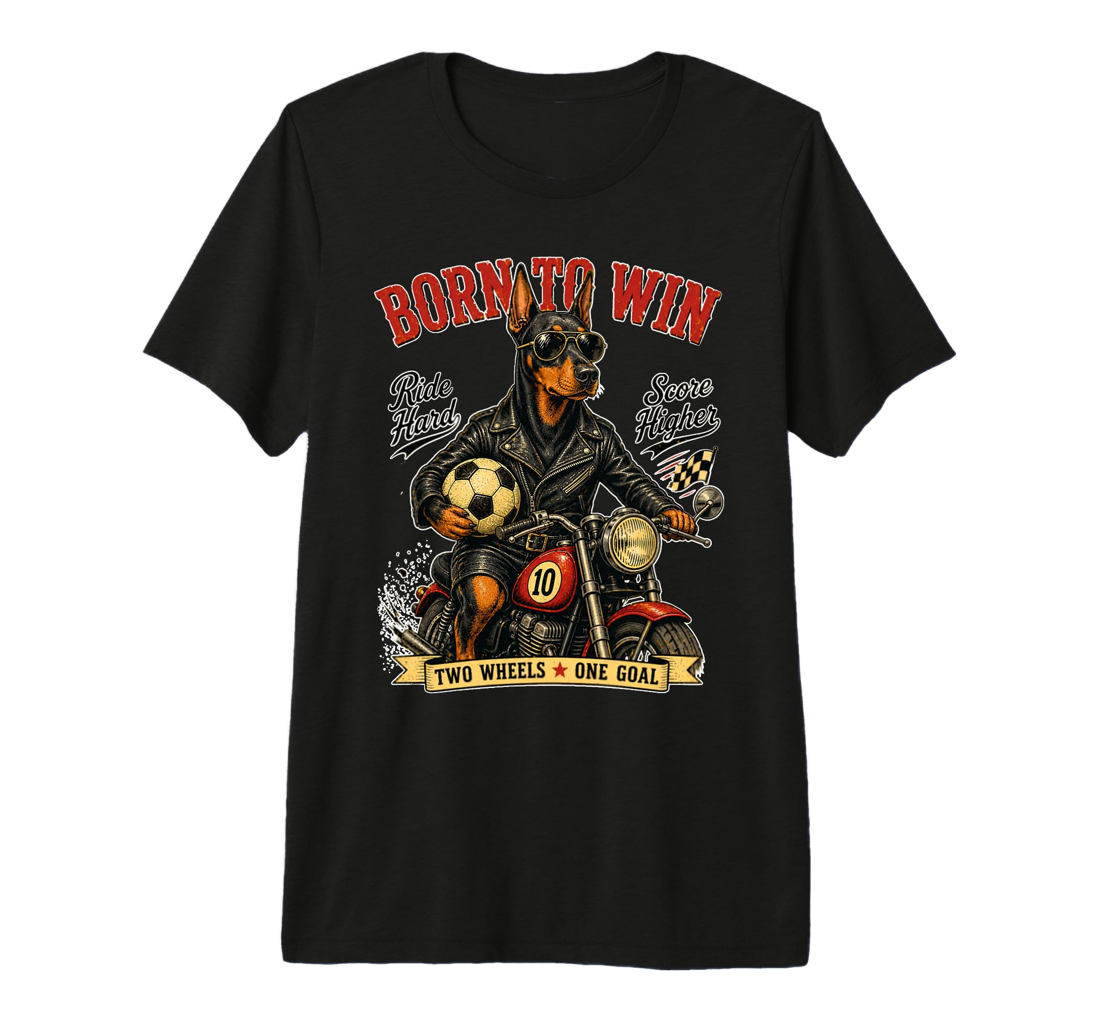 Doberman Pinscher Motorbike Love T-Shirt - Custom Art Print Men Women