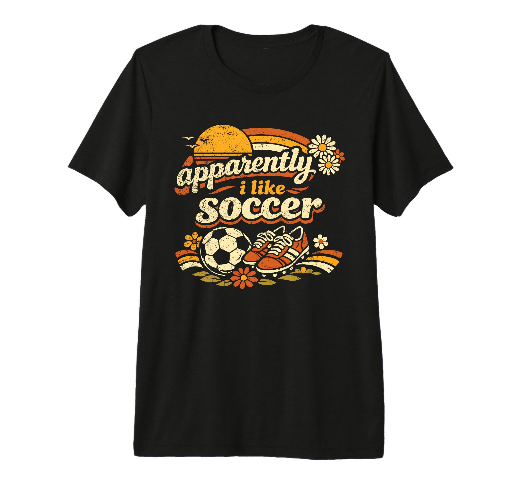 Apparently I Like Soccer Soccer Flower Tri T-Shirt - Unique Graphic Unisex