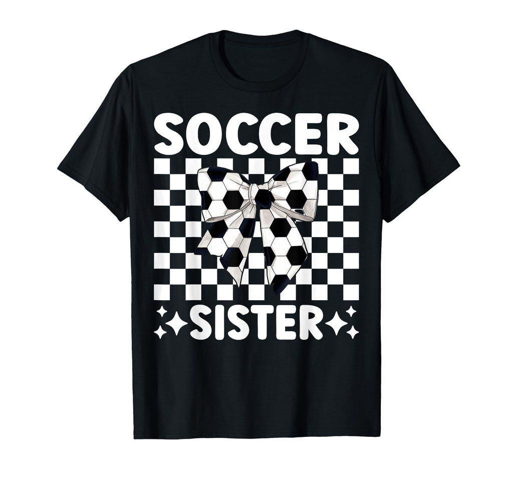 Soccer Sister Soccer Sis Coquette Bow T-Shirt - Unique Graphic Unisex